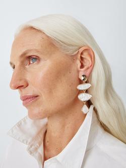 John Lewis Irregular Resin Statement Drop Earrings, Gold/White, Gold/White