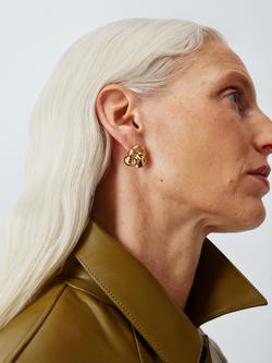 John Lewis Knot Stud Earrings, Gold - view 2, Gold