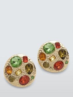 John Lewis Crystal Circle Stud Earrings, Gold/Multi, Gold/Multi