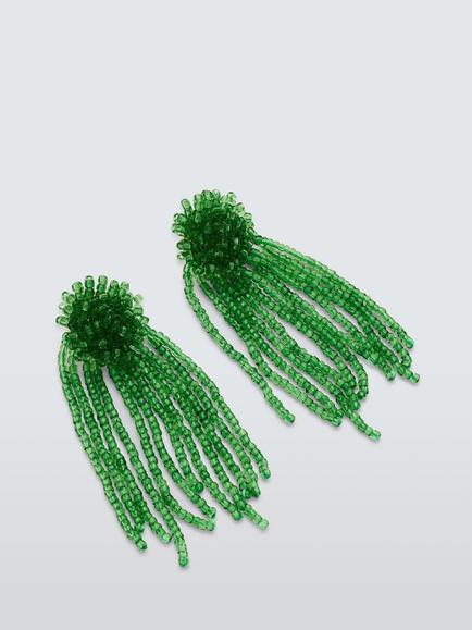 John Lewis Multi Bead Statement Drop Earrings, Green