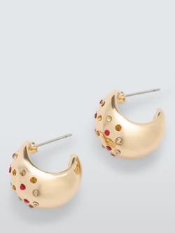 John Lewis Diamante Encrusted Domed Earrings, Multi/Gold, Multi