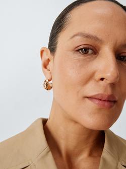 John Lewis Diamante Encrusted Domed Earrings, Multi/Gold - view 2, Multi