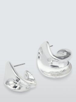 John Lewis Polished Open Hoop Earrings, Silver, Silver