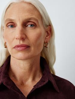 John Lewis Polished Irregular Half Hoop Earrings, Gold - view 2, Gold