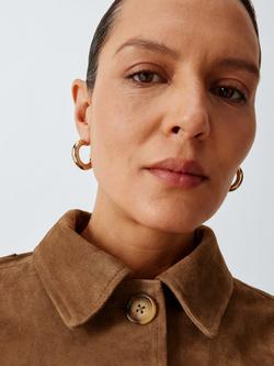 John Lewis Medium Polished Half Hoop Earrings - view 2, Gold