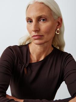 John Lewis Resin Semi Triangle Textured Stud Earrings, Gold/Brown - view 2, Gold/Brown