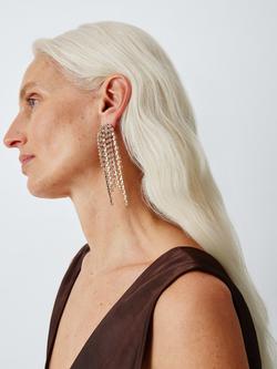 John Lewis Diamante Multi Chain Drop Earrings, Gold - view 2, Gold