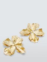 John Lewis Textured Flower Stud Earrings, Gold