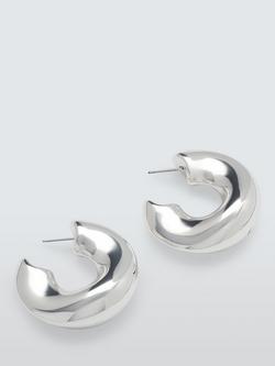 John Lewis Twist Hoop Earrings, Silver, Silver