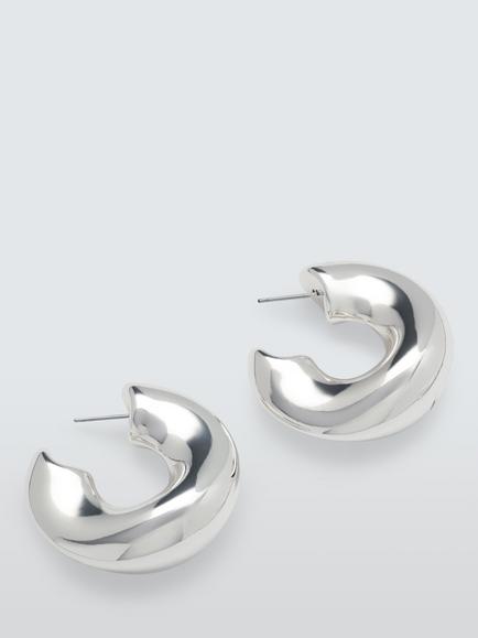 John Lewis Twist Hoop Earrings, Silver, Silver