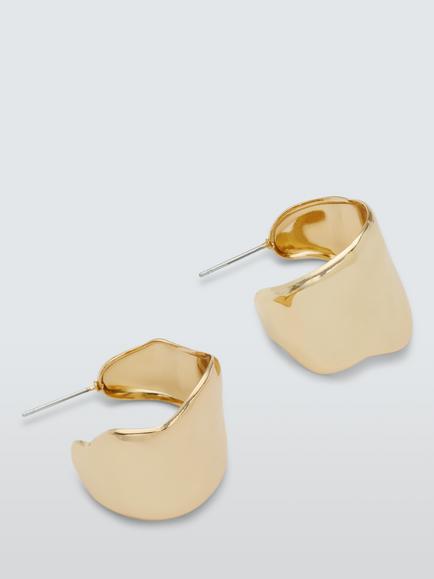 John Lewis Wave Edge Half Hoop Earrings, Gold, Gold