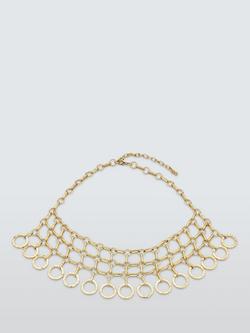 John Lewis Chain and Hoop Drops Statement Short Necklace, Gold, Gold