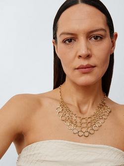 John Lewis Chain and Hoop Drops Statement Short Necklace, Gold - view 2, Gold