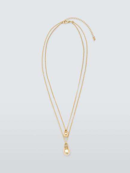 John Lewis Double Layer Teardrop Pendant Necklace, Gold, Gold