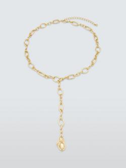 John Lewis Link Chain Y-Profile Necklace with Organic Drop, Gold