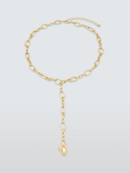John Lewis Link Chain Y-Profile Necklace with Organic Drop, Gold