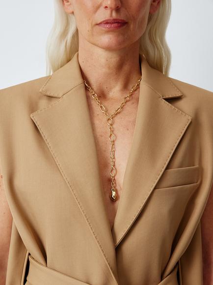 John Lewis Link Chain Y-Profile Necklace with Organic Drop - view 2, Gold