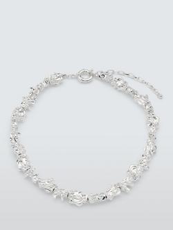 John Lewis Molten Effect Statement Necklace, Silver, Silver