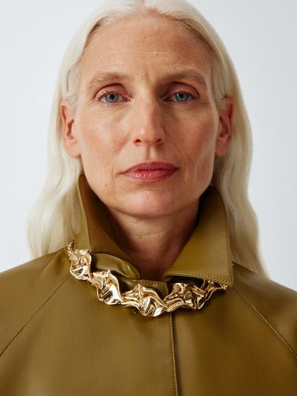 John Lewis Molten Effect Statement Chain Necklace, Gold - view 2, Gold