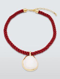 John Lewis Shell Effect Cord Pendant Necklace, Red, Red