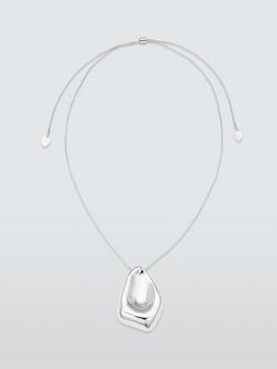 John Lewis Irregular Teardrop Pendant Necklace, Silver, Silver