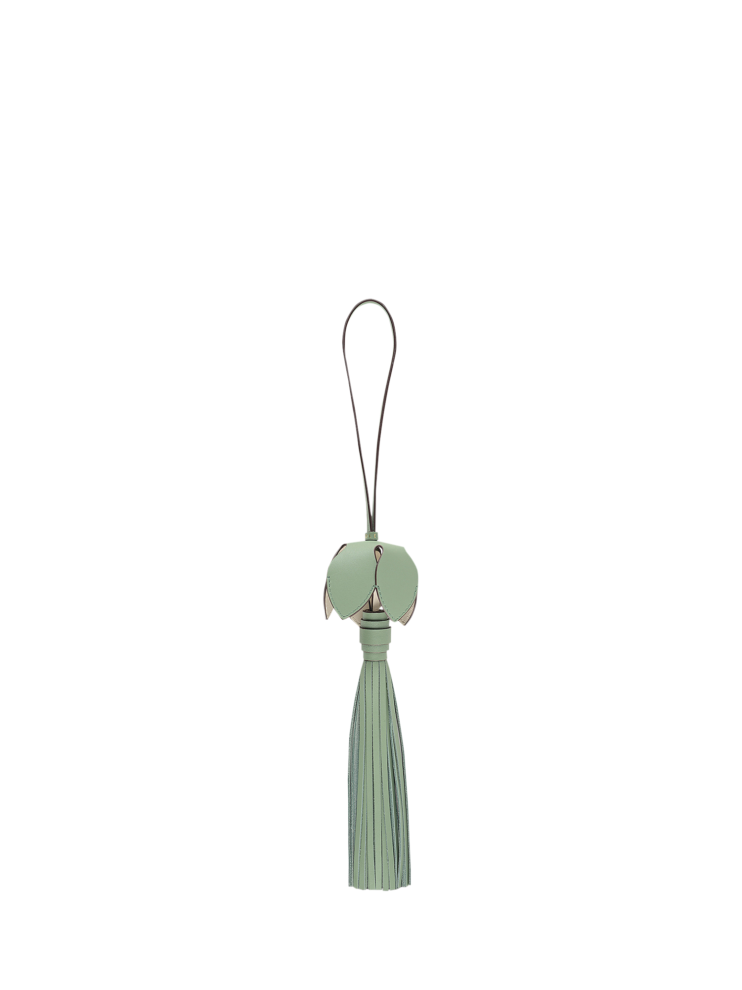Product image 2 of 3, which shows Radley Flower Lane Leather Bag Charm, Pistachio