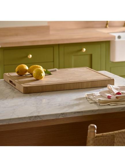 Neptune Orford Solid End-Grain Oak Wood Chopping Board, 55cm - view 2, Natural