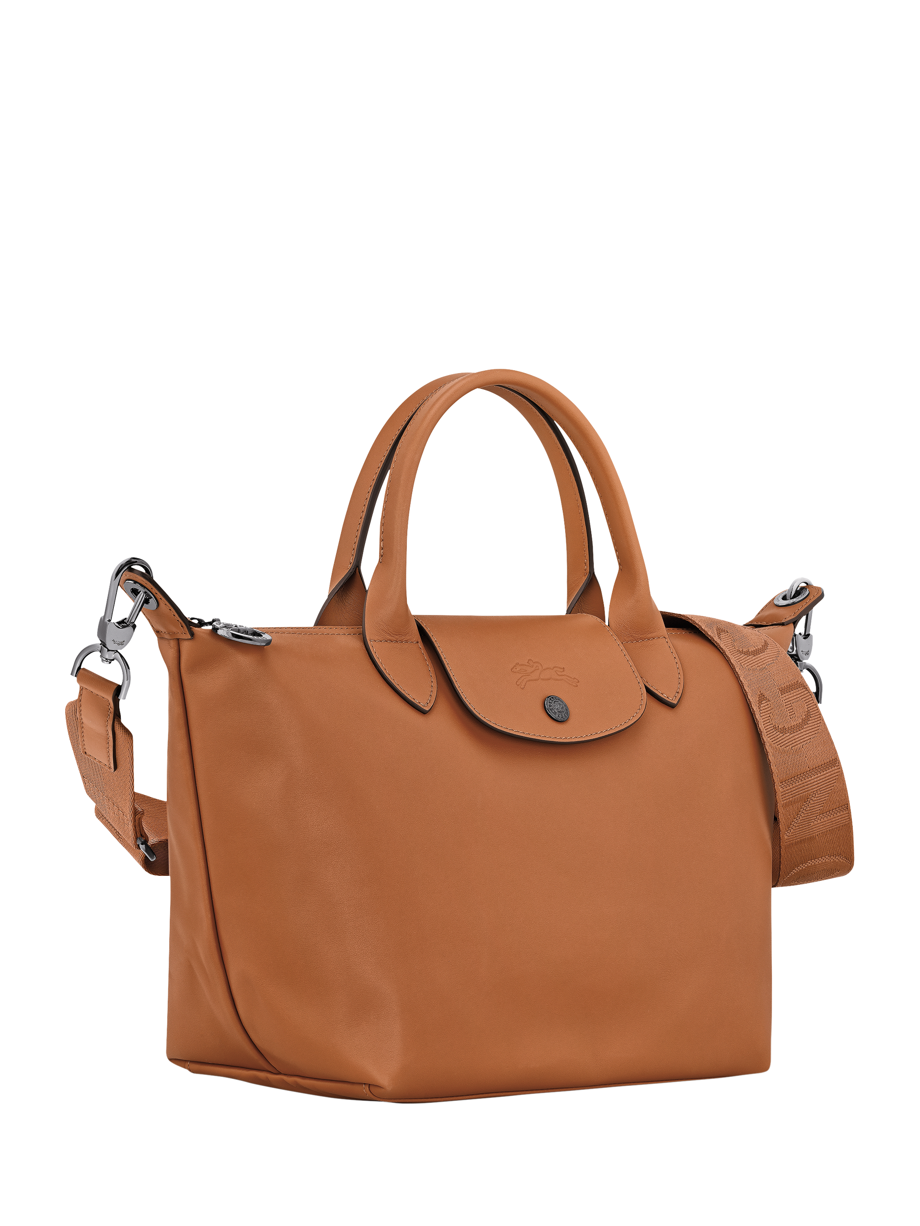 Product image 2 of 5, which shows Longchamp Le Pliage Xtra Small Leather Top Handle Bag, Cashew