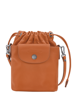 Longchamp Pliage Extra Small Leather Bucket Bag, Cashew