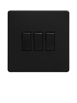 Dowsing & Reynolds Matt Black Triple Rocker Switch - view 2, Black Switches
