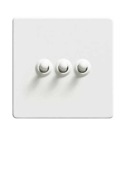 Dowsing & Reynolds Soft White Triple Toggle Switch - view 2, White Toggles