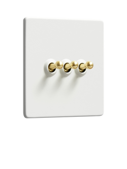 Dowsing & Reynolds Soft White Triple Toggle Switch, Gold Toggles