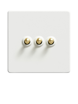 Dowsing & Reynolds Soft White Triple Toggle Switch - view 2, Gold Toggles