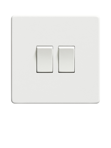 Dowsing & Reynolds Soft White Double Rocker Switch - view 2, White Switches