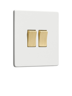 Dowsing & Reynolds Soft White Double Rocker Switch, Gold Switches