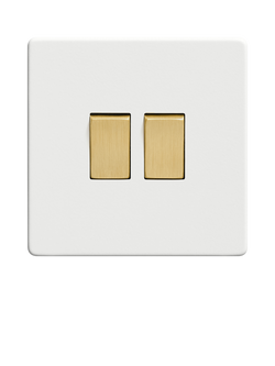 Dowsing & Reynolds Soft White Double Rocker Switch - view 2, Gold Switches