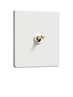 Dowsing & Reynolds Soft White Single Toggle Switch, Gold Toggle