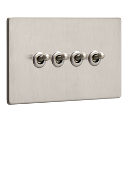 Dowsing & Reynolds Soft Silver Quadruple Toggle Switch, Silver Toggles