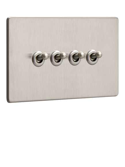 Dowsing & Reynolds Soft Silver Quadruple Toggle Switch, Silver Toggles