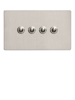 Dowsing & Reynolds Soft Silver Quadruple Toggle Switch - view 2, Silver Toggles