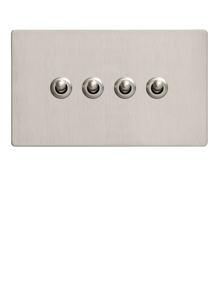 Dowsing & Reynolds Soft Silver Quadruple Toggle Switch - view 2, Silver Toggles