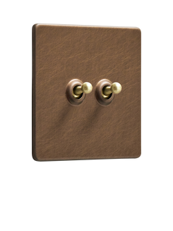 Dowsing & Reynolds Antique Brass Double Toggle Switch, Gold Toggles