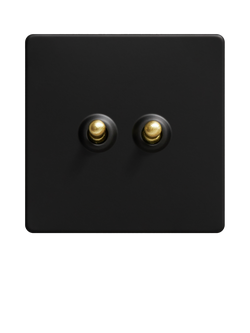 Dowsing & Reynolds Matt Black Double Toggle Switch - view 2, Gold Toggles