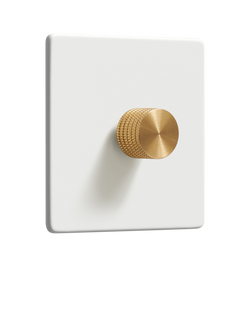 Dowsing & Reynolds Soft White Single Dimmer Switch, Brass Knob