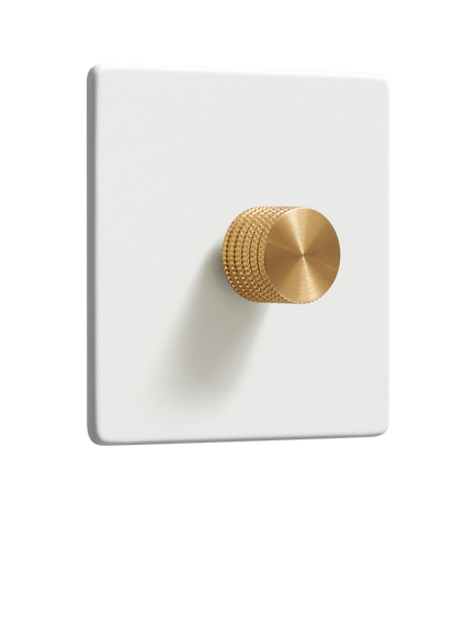 Dowsing & Reynolds Soft White Single Dimmer Switch, Brass Knob