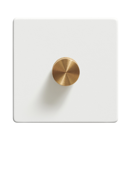 Dowsing & Reynolds Soft White Single Dimmer Switch - view 2, Brass Knob