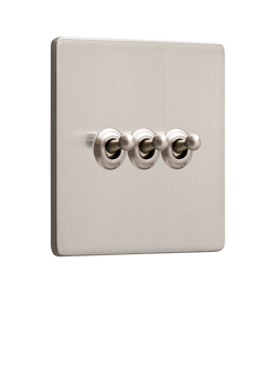 Dowsing & Reynolds Silver Triple Toggle Light Switch, Silver Toggles