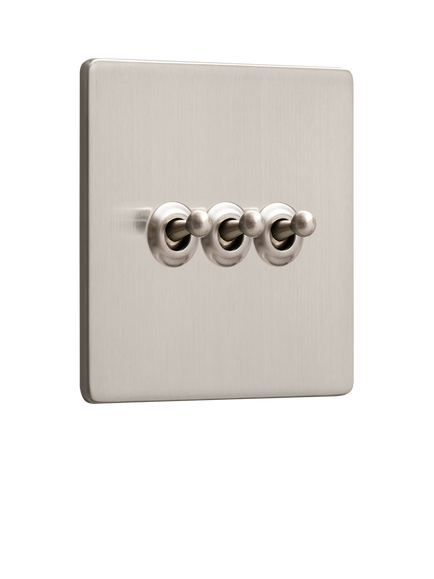 Dowsing & Reynolds Silver Triple Toggle Light Switch, Silver Toggles