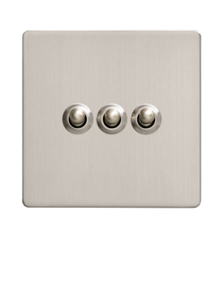 Dowsing & Reynolds Silver Triple Toggle Light Switch - view 2, Silver Toggles