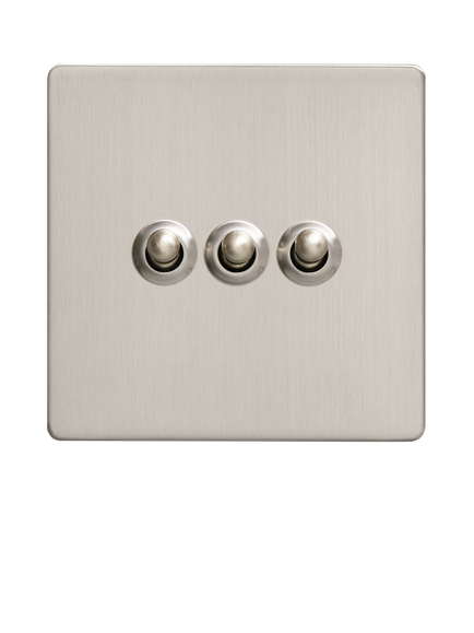 Dowsing & Reynolds Silver Triple Toggle Light Switch - view 2, Silver Toggles
